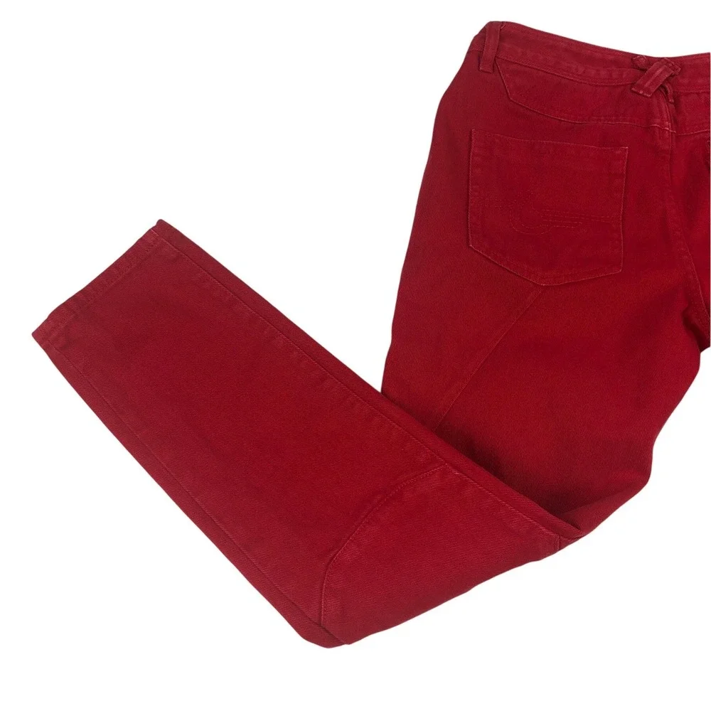 Born Fly Mens Red Denim Straight Leg Paneled Urban Streetwear Jeans Size 30x27